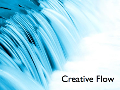 Beautiful image of flowing waterfall with the words Creative Flow