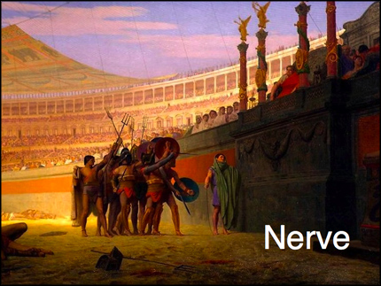 Painting of gladiators entering the arena